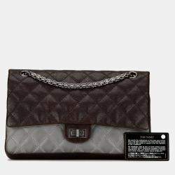 Pre Owned Chanel Brown Caviar and Iridescent Calfskin Reissue 2.55 Double Flap 226