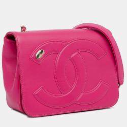 Pre Owned Chanel Pink Lambskin CC Mania Flap