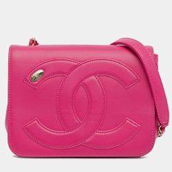Pre Owned Chanel Pink Lambskin CC Mania Flap