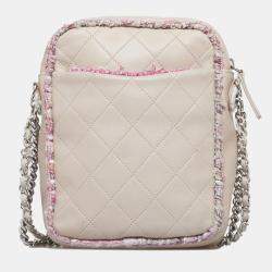 مملوكة مسبقًا حقيبة كروس شانيل تويد أنيق وردي