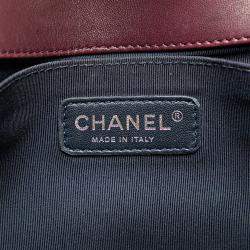 Pre Owned Chanel Red Old Medium Velvet and Tweed Boy Flap