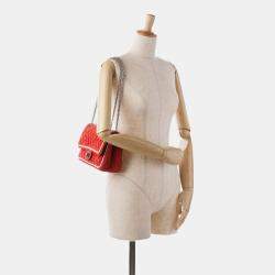Pre Owned Chanel Red Medium Suede Re-issue 2.55 Double Flap