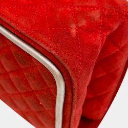 Pre Owned Chanel Red Medium Suede Re-issue 2.55 Double Flap