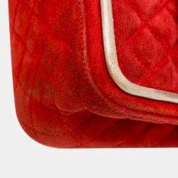 Pre Owned Chanel Red Medium Suede Re-issue 2.55 Double Flap