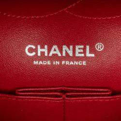 Pre Owned Chanel Red Medium Suede Re-issue 2.55 Double Flap