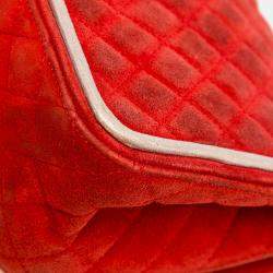 Pre Owned Chanel Red Medium Suede Re-issue 2.55 Double Flap