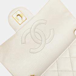 مملوكة مسبقًا Chanel White Mini Square Classic Lambskin Single Flap