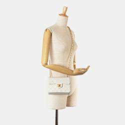 مملوكة مسبقًا Chanel White Mini Square Classic Lambskin Single Flap