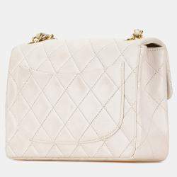 مملوكة مسبقًا Chanel White Mini Square Classic Lambskin Single Flap