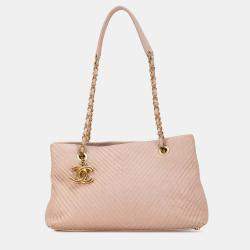 مملوكة مسبقًا Chanel Pink Large Chevron Calfskin Surpique Tote