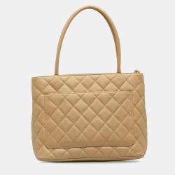 Pre Owned Chanel Brown Caviar Medallion Tote
