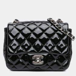 مملوكة مسبقًا Chanel Black Mini Square Classic Patent Single Flap
