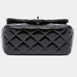 Pre Owned Chanel Black Mini Square Classic Patent Single Flap