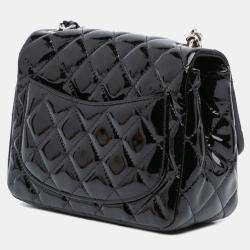 Pre Owned Chanel Black Mini Square Classic Patent Single Flap