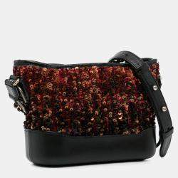 Pre Owned حقيبة شانيال غابرييل كروس بودي ترتر بني أسود بحجم صغير