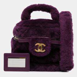 Pre Owned حقيبة شانيال حافظة صغيرة مبطنة شيرلينغ بنفسجي