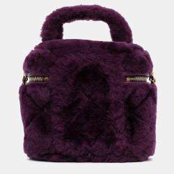 Pre Owned حقيبة شانيال حافظة صغيرة مبطنة شيرلينغ بنفسجي