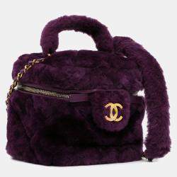 Pre Owned حقيبة شانيال حافظة صغيرة مبطنة شيرلينغ بنفسجي