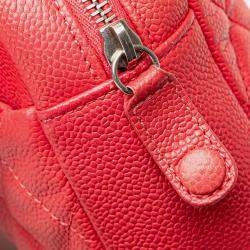 Pre Owned Chanel Red Jumbo Caviar Easy Flap Bag