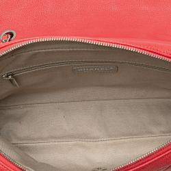 Pre Owned Chanel Red Jumbo Caviar Easy Flap Bag