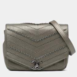 Pre Owned حقيبة شانيال شيفرون غلاف مربع عجل مزخرف صغيرة