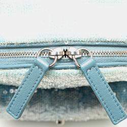 Pre Owned Chanel Blue Mini Sequins and Lambskin Waterfall Backpack