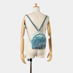 Pre Owned Chanel Blue Mini Sequins and Lambskin Waterfall Backpack