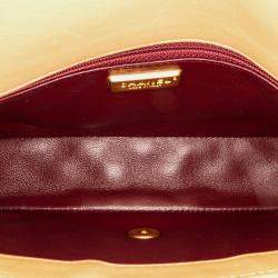 Pre Owned Chanel Yellow Medium Classic Lambskin Metal Edge Shoulder Bag