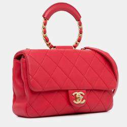 مملوكة مسبقًا حقيبة شانيل متوسطة جلد حمل إن ذا لوب للكتف حمراء