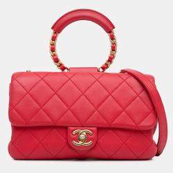 مملوكة مسبقًا Chanel Red Medium Lambskin In The Loop Flap