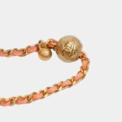 Pre Owned حقيبة كاميرا شانييل برتقالية جلد خروف مبطن لؤلؤة كروش CC