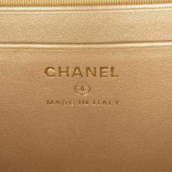 Pre Owned حقيبة كاميرا شانييل برتقالية جلد خروف مبطن لؤلؤة كروش CC