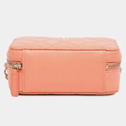 Pre Owned حقيبة كاميرا شانييل برتقالية جلد خروف مبطن لؤلؤة كروش CC