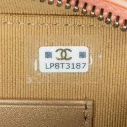 Pre Owned حقيبة كاميرا شانييل برتقالية جلد خروف مبطن لؤلؤة كروش CC