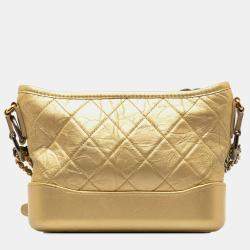 مملوكة مسبقًا حقيبة شانيل جابرييل جلد خروف معدني صغير ذهبي كروس بودي
