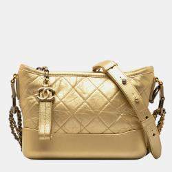مملوكة مسبقًا حقيبة شانيل جابرييل جلد خروف معدني صغير ذهبي كروس بودي