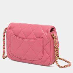 Pre Owned Chanel Pink Small Quilted Lambskin Dynasty Flap