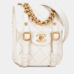 مملوكة مسبقًا Chanel White Mini Aged Calfskin City School Flap