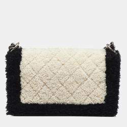 Pre Owned حقيبة شانيل وايت بوي شيرلينغ متوسط مزدوج اللون flap