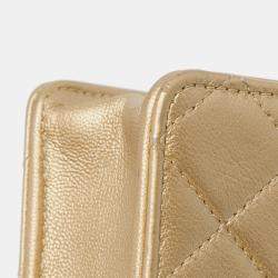 Pre Owned Chanel Gold Small Lambskin Chic Pearls Flap