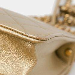 Pre Owned Chanel Gold Small Lambskin Chic Pearls Flap