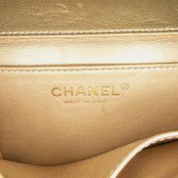 Pre Owned Chanel Gold Small Lambskin Chic Pearls Flap