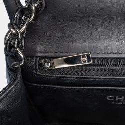 Pre Owned Chanel Black Mini Square Classic Patent Single Flap