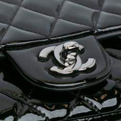 Pre Owned Chanel Black Mini Square Classic Patent Single Flap