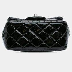 Pre Owned Chanel Black Mini Square Classic Patent Single Flap
