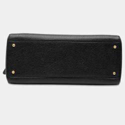 Pre Owned حقيبة يد شانييل كبيرة من جلد كافيار سوداء بجيب أمامي وسلسلة