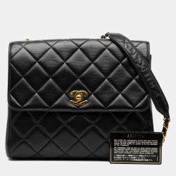 مملوكة مسبقًا Chanel Black Small Square Lambskin Straight Single Flap