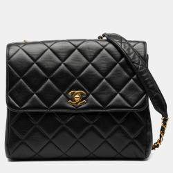 مملوكة مسبقًا Chanel Black Small Square Lambskin Straight Single Flap