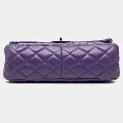 Pre Owned Chanel Purple Quilted Lambskin Reissue 2.55 Double Flap 226