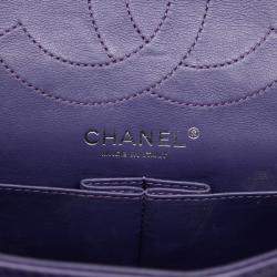 Pre Owned Chanel Purple Quilted Lambskin Reissue 2.55 Double Flap 226